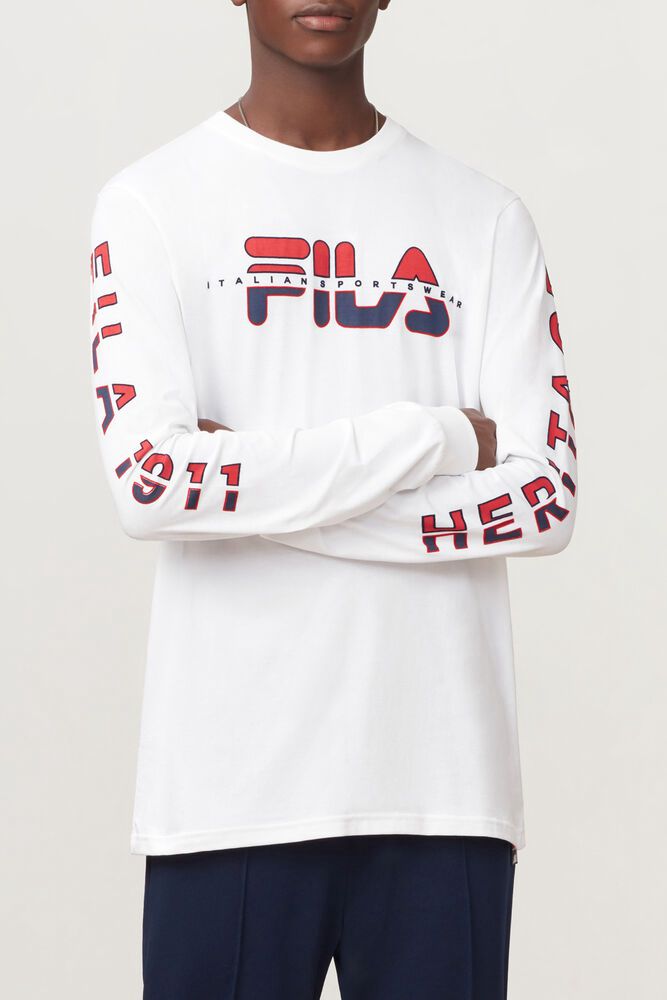 Fila Tričko Panske Christophe Dlho Sleeve Biele - TPWJU4721